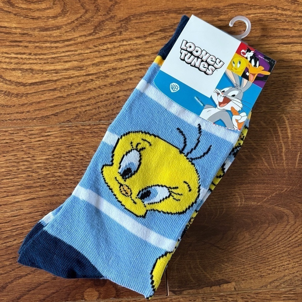 Warner Bros. Men's Blue and Yellow Tweedy crew Socks